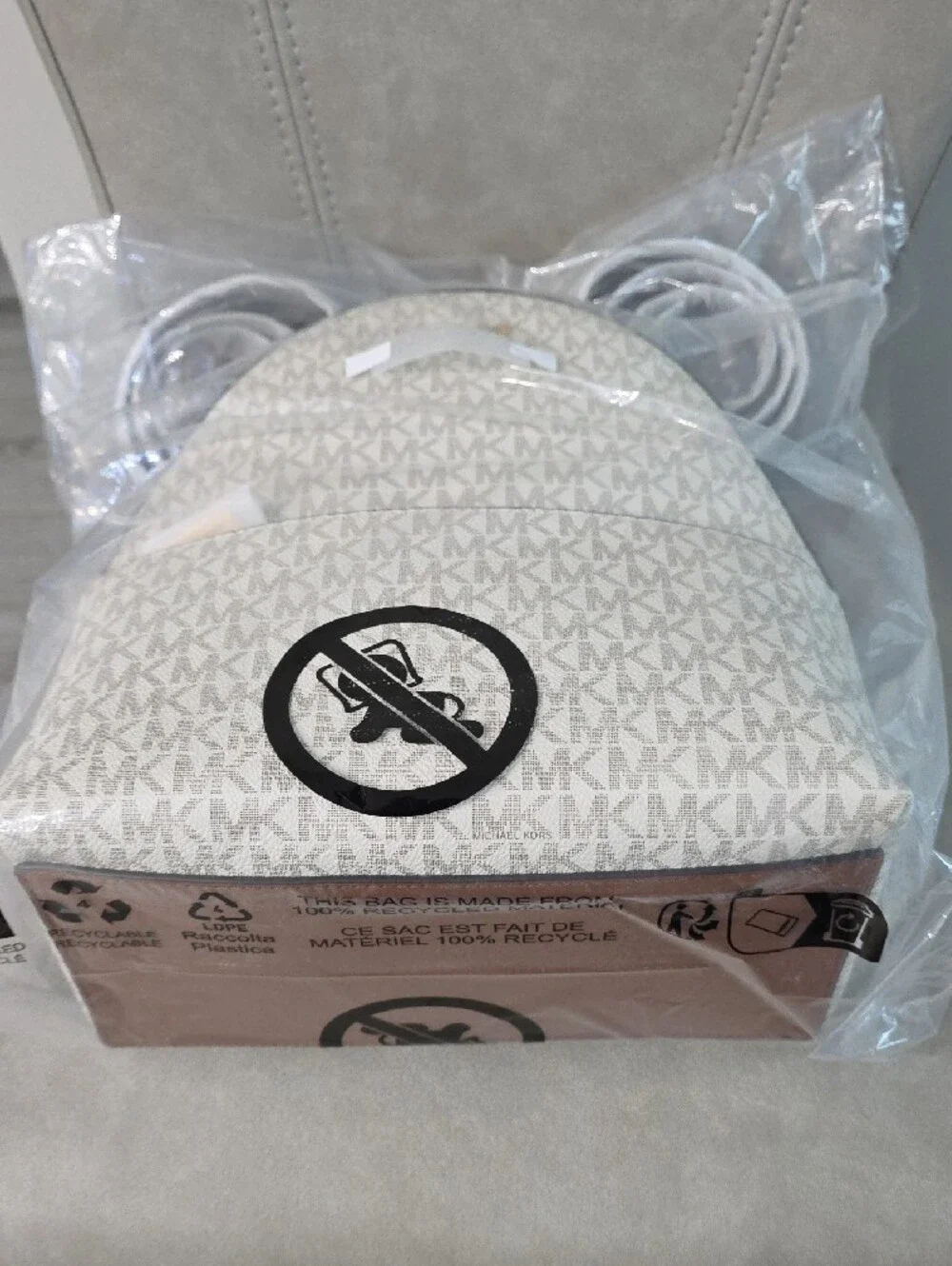 NWT Michael Kors Vanilla Medium Logo Backpack